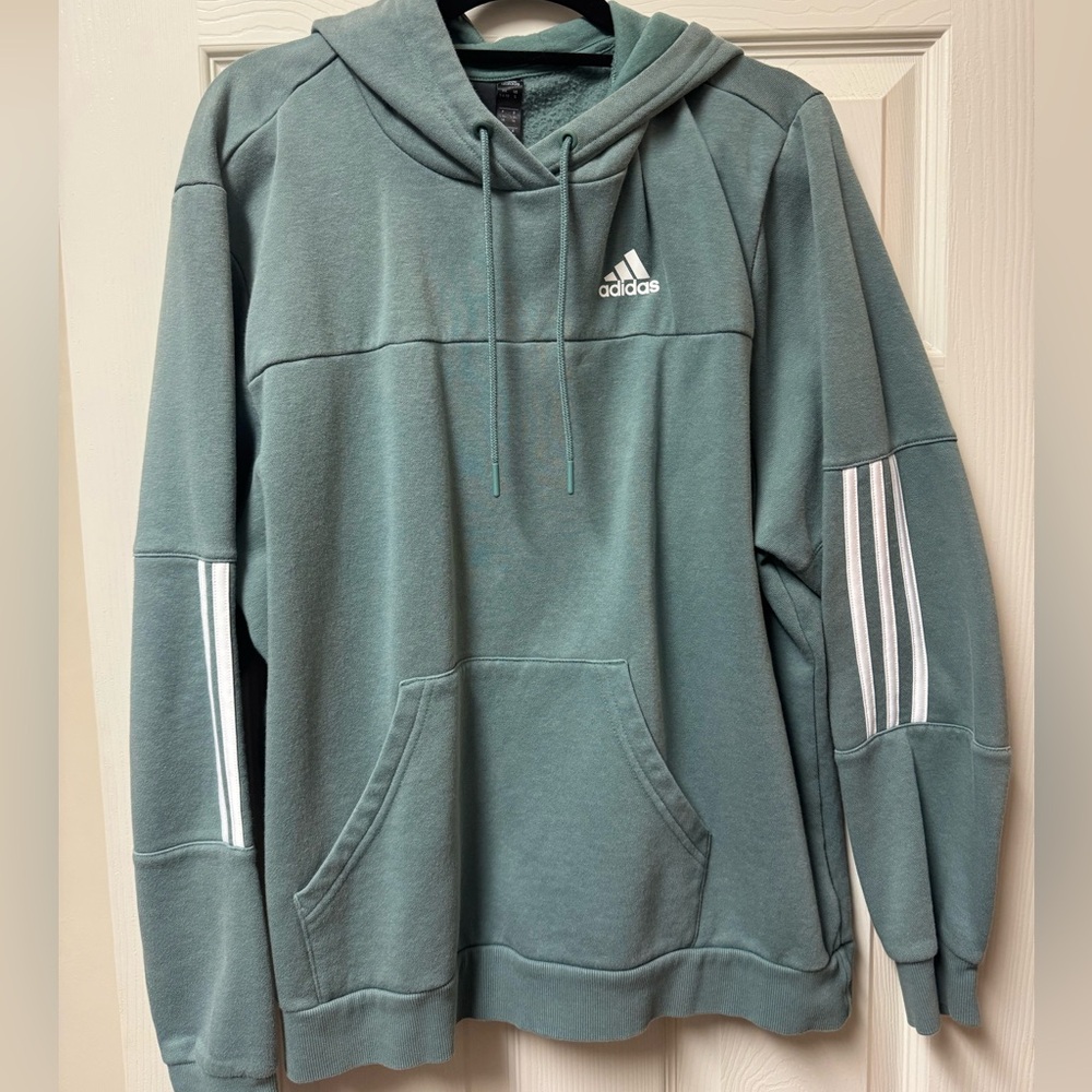 Adidas Green Hoodie with White Accents